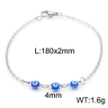 Bracciale sottile in acciaio inox argento con tre perline blu occhio di Allah - Stile Blu (KB169516-Z)