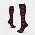 Elastic black over-the-knee compression socks with a pattern of red hearts - S/M / Black Red Heart