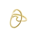 Adjustable golden fingernail ring featuring a cubic zirconia inlaid wave design - Simple Oval Wave Style (DZ-924)