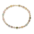 Luxurious gold-plated necklace with colorful geometric gemstones in a circular display - Gold Rainbow Stone Box Clasp Necklace
