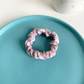 Pink daisy floral hair scrunchie with soft fabric texture on a blue ceramic tray - 10# Pink Floral