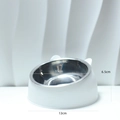 Cat ear shaped double layer stainless steel pet bowl in white with cat face relief - Extra Small【White】