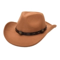 Chapeau de cowboy classique en laine camel avec bandeau en cuir et clous en métal - M (56-58cm) / Kaki