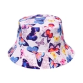 Summer cotton bucket hat featuring colorful butterfly print and a wide sun protection brim - Full Print Colorful Butterfly (C)