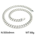 Chaîne cubaine 9mm en acier inoxydable poli argenté, variante de collier longueur 500mm - 500mm x 9mm (KN225296-Z) / Couleur Acier
