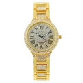 Orologio al quarzo dorato da donna con numeri romani e pavé di cristalli scintillanti - Oro