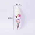 Artificial cream ice cream cone fridge magnet model with purple wrapper 19.5cm - White