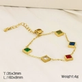 Gold plated bracelet with square emerald-cut multicolor zircons and extension chain - Square Zircon Multi-color Style(KB182712-HM)