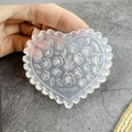 Heart-shaped silicone nail mold with rose and floral patterns for DIY nail art - #017 Flower Leaf Mo-nail Heart Mold