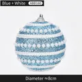 Pallina di Natale da 8cm blu e bianca con glitter e perle bianche per l'albero - Blu