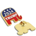Spilla elefante repubblicano 2024 con bandiera USA e chiusura a farfalla metallica - Elefante