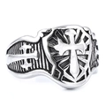 Anello vintage in acciaio inossidabile argento con croce gotica e scudo da uomo - US 10 / Argento Lucido