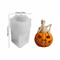 Halloween Silikonform für Skelett im Kürbis mit detaillierten Größenangaben - Nicht-Sprechen-Kürbis-Skelett / Halbtransparentes Weiß
