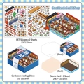DIY Lucky Sushi Shop 3D stickersset met PET-stickers en vouwbare scenekaart voor journaling - Veel Geluk Sushi Winkel