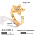 Goldener Sternenring aus Edelstahl mit Zirkonia-Inlay und verstellbarer Öffnung - JDR0303007-8 Stern Ring / Gold