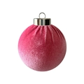 Pink velvet Christmas ornament ball with soft fabric texture and silver metal hanging loop - Sakura Pink