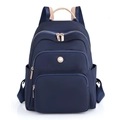 Zaino grande blu marino in nylon con tasche multiple e dettaglio di perla elegante - Blu Zaffiro