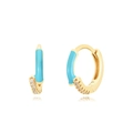S925 silver needle light blue heart enamel hoop earrings with sparkling zircons - Sky Blue Enamel Micro Inlaid Hoop (9)
