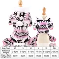 Christmas reindeer pet hoodie size chart for small to medium dogs and cats in pink - XS / Four-legged Flannel Reindeer Jumpsuit / Pink Deer