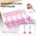 Macro view of magnetic acrylic nail art stand with heart base and size measurements - Aurora Translucent Pink Heart Style (JT-10)