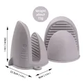 Grey shark-shaped silicone oven mitts set of 2 with non-slip grip and hanging hole - Large Thickened / Gray