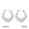 Boucles d'oreilles argentées en forme de C en titane avec un design géométrique de 19mm - Style Martelée Argent (KE104101-LM)