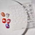 Autocollants 3D blancs pour ongles motif cœur et maille avec détails de nœuds papillon - Style Nœud Cœur Blanc Français (FEB-771)