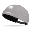 Bonnet docker gris foncé en coton avec broderie DINGHAN blanche et sangle réglable - Réglable / Gris