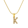 Halskette mit K-Buchstaben-Anhänger aus Gold mit Kristallen und Schlangenkette - Gold Buchstabe K (S-P148-K)