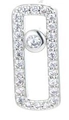 Silver paperclip earring featuring a moving zircon stone in a sparkling pave setting - Silver Rectangle Moving Stone Style (款式1)