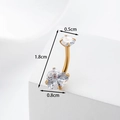 316L stainless steel gold navel ring with round and heart cubic zirconia stones - Gold Heart