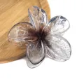 Macro detail of frangipani flower hair claw clip with grey gradient and glitter finish - Glitter Grey Gradient