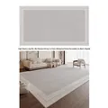Waterproof light grey loop pile rug for living room in modern minimalist scene - Looped Cotton Fabric - Snow Moon / 100cm X 200cm [upgraded Five-proof Fabric]