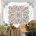 Close-up of mandala tapestry featuring orange and green floral patterns in a cozy room - 73X95CM (Cross-border Brushed Style) / GT310002 Orange Green