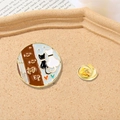 Cartoon enamel brooch featuring two cats and gold butterfly clasp for suits - Heart to Heart Cats