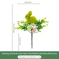 Easter floral pick featuring a green flocked bunny with pastel eggs and white daisy flowers - Bright Beads Series Style C White Daisy Pick A10494