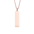 Close-up of a polished rose gold rectangular pendant on a delicate chain necklace - Rose Gold (MP497)