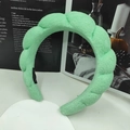 Puffy handmade braided fruit green terry cloth headband with thick sponge padding - Twisted Sponge Headband / Terry Cloth Green