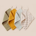 4-pack muslin baby washcloths in organic cotton featuring stars and solid neutral colors - Star and Solid Style