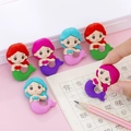 Cartoon mermaid style pencil erasers in various colors for students and school stationery - Mermaid Shaped Eraser