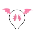 Close-up of pink bat wing headband with glossy finish for Halloween party hair accessory - Pink Bat Headband + #5 Pink Bat Hair Clips