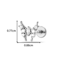Silver butterfly labret stud with zircons, 0.77x0.88cm size dimensions detail - Silver Butterfly Style (2614-1# Silver)