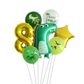 Dinosaur 8th birthday balloon set with green dino foil and gold number 8 balloons - Set 8 / Gold
