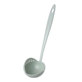 Light green wheat straw soup spoon with integrated strainer and long handle - Nordic Green