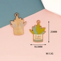 Detailed view of enamel succulent plant charms with Plant Daddy text in rose gold finish - 1 Yellow-green Succulent