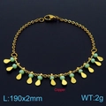 Bohemian gold plated copper bracelet with turquoise beads and teardrop pendants - Light Green Style (KB169149-Z)