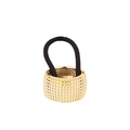 Textured gold ponytail cuff hair clip with black elastic band on white background - Dotted / Gold