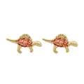 Cartoon gold dinosaur earrings featuring an orange marquise gemstone in spinosaurus style - Orange Spinosaurus - Gold
