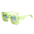 Fashionable Y2K square sunglasses with neon green transparent frames and gradient lenses - Transparent Green Frame Blue-Yellow Lens
