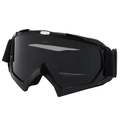 Adult ski goggles in solid black with adjustable elastic strap and anti-fog lenses - Bright Black Frame Grey Lens
